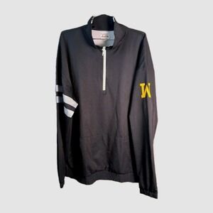 NWT WILLBO William Bowen Field Court Quarter-Zip Pullover Jacket Black Men's XL